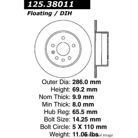 Centric Parts Premium High Carbon Alloy Brake Rotor, 125.38011 125.38011